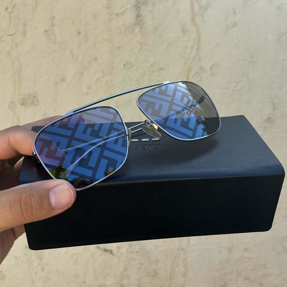 Fendi Blue Patterned Aviator Sunglasses